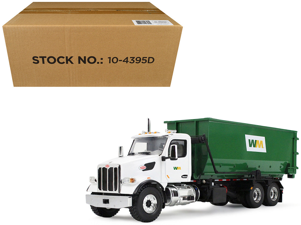 Peterbilt 567 Refuse Garbage Truck with 40 Yard Roll-Off Container "Waste Management" White and Green 1/34 Diecast Model by First Gear First Gear