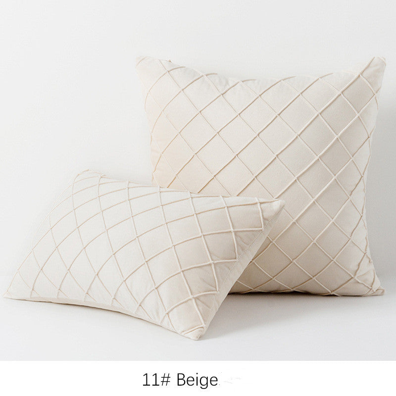 Diamond plaid velvet pillowcase