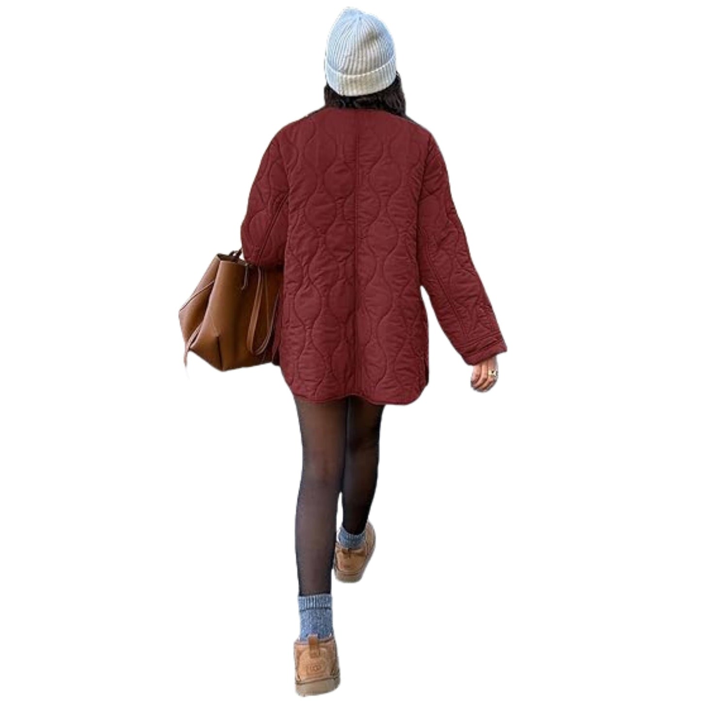 European And American Style Chic String Decoration Simple Solid Color Round Neck Loose Cotton Coat Accent Plus