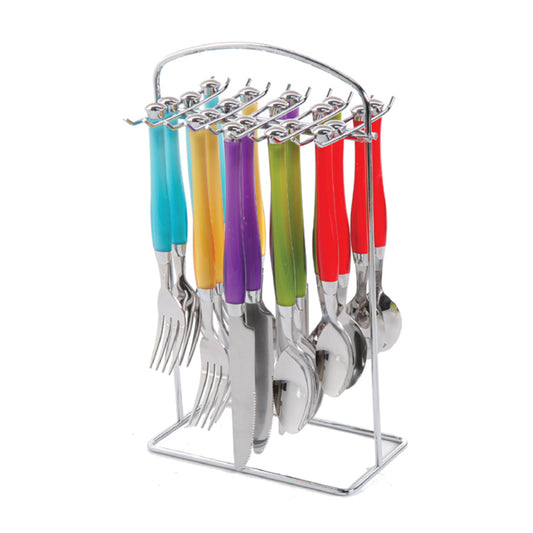 Gibson Home Santoro 20-Piece Stainless Steel Flatware Set with Hanging Rack inAssorted Colors