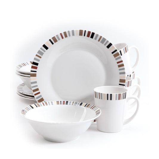 Gibson 12 Piece Lanvale Fine Ceramic Dinnerware Set For 4 W2B