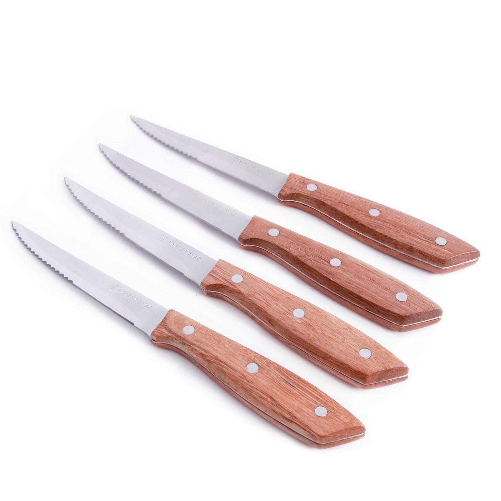 Gibson Home Seward 4 Piece Stainless Steel Steak Knife Cutlery Set with Wood Handles W2B