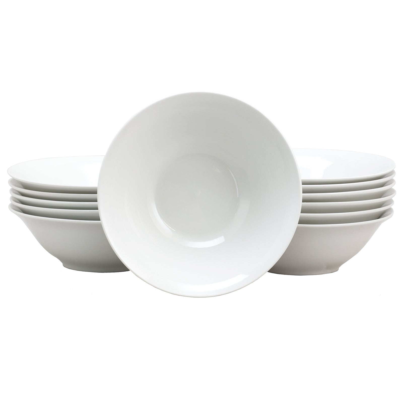 Gibson Home Noble Court 7 Inch Fine Ceramic Bowls in White 12 Piece Set W2B