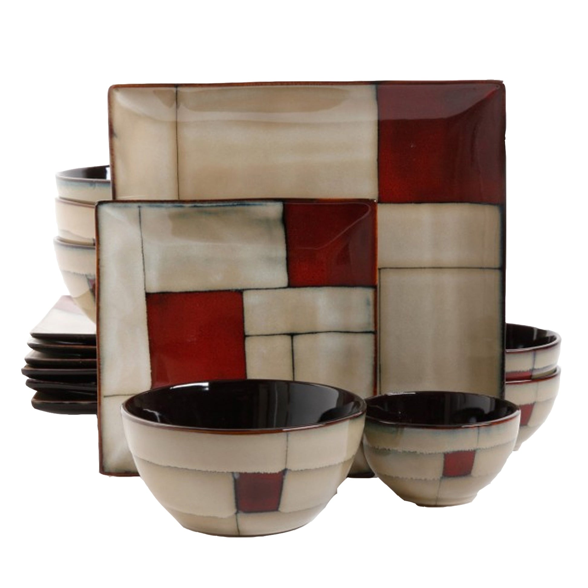 Gibson Elite Azeal 16 Piece Double Bowl Dinnerware Set in Taupe W2B