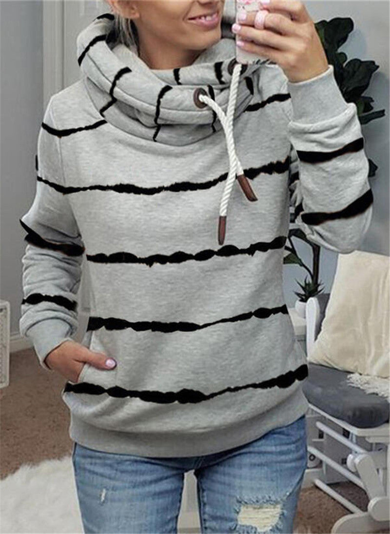 Printed Hooded Fleece Striped Sweatshirt Best YouTube Store