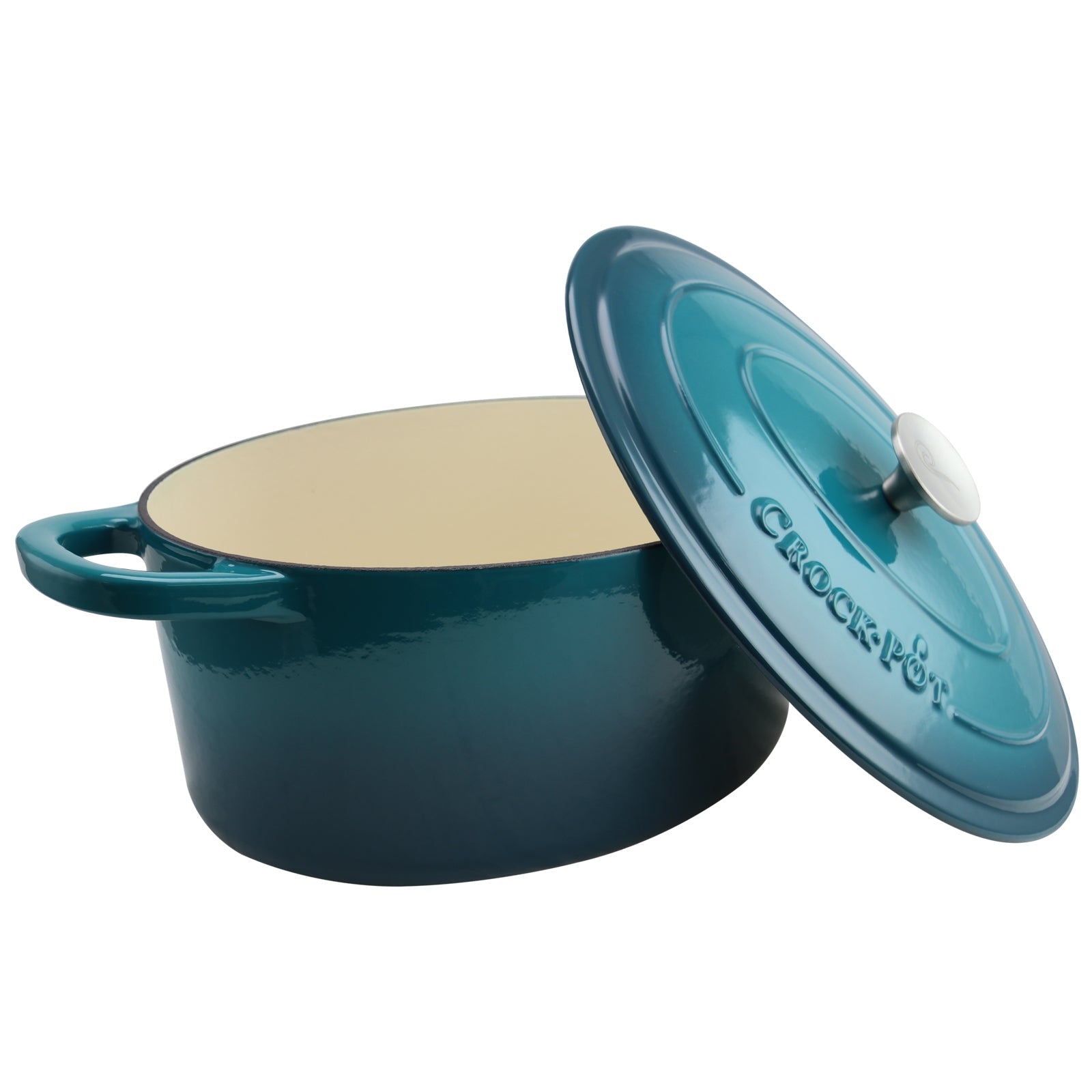Crock Pot Artisan 7 Quart Enameled Cast Iron Oval Dutch Oven in Teal Ombre W2B