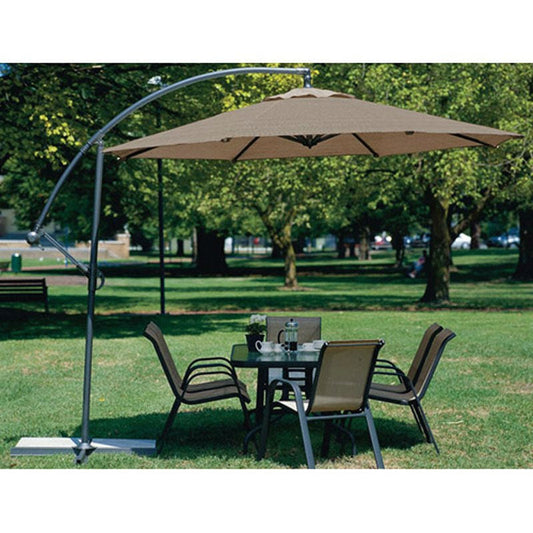 10 Foot Mocha Offset Patio Canopy Umbrella Rotates 360 Degrees FastFurnishings