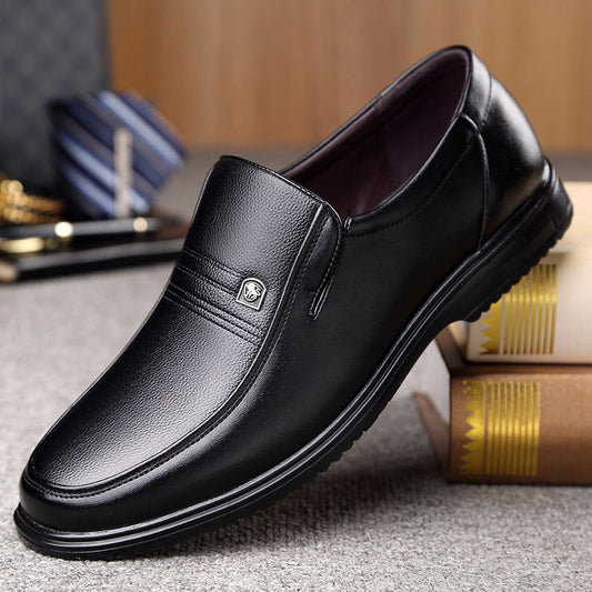 Men's Leather Genuine Flat Sole Round Toe Soft Sole Non-slip Casual Shoes For Middle-aged Best YouTube Store