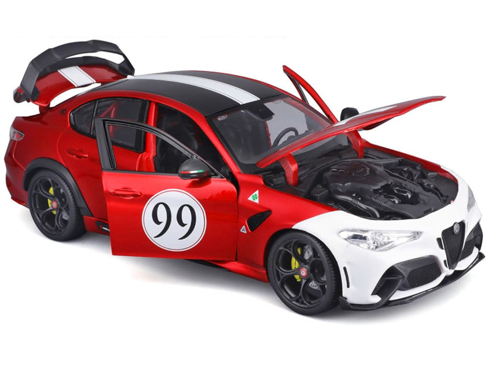 Alfa Romeo Giulia GTAm #99 Red Metallic with Black Top and White Graphics 1/18 Diecast Model Car by Bburago Bburago