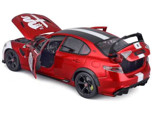 Alfa Romeo Giulia GTAm #99 Red Metallic with Black Top and White Graphics 1/18 Diecast Model Car by Bburago Bburago