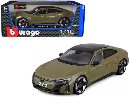 2022 Audi RS e-tron GT Dark Green with Sunroof 1/18 Diecast Model Car by Bburago Bburago