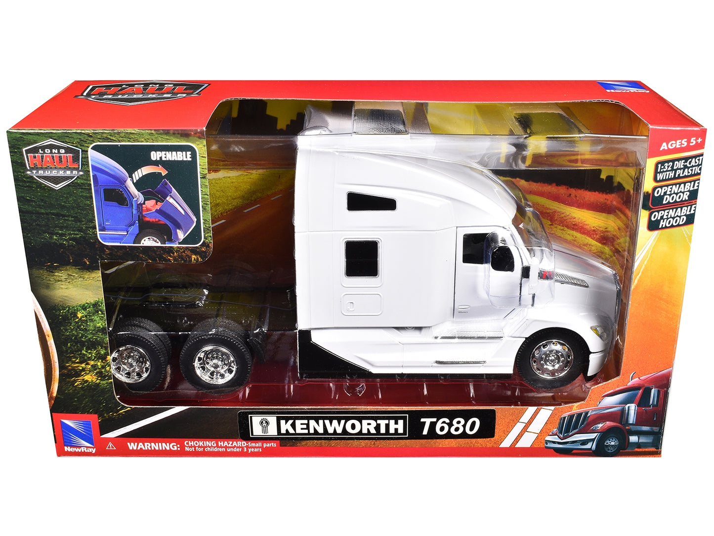 Kenworth T680 Truck Tractor White "Long Haul Truckers" Series 1/32 Diecast Model by New Ray