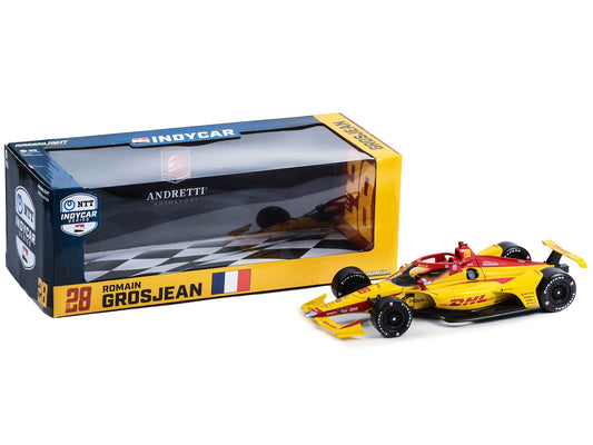 Dallara IndyCar #28 Romain Grosjean "DHL" Andretti Autosport "NTT IndyCar Series" (2023) 1/18 Diecast Model Car by Greenlight