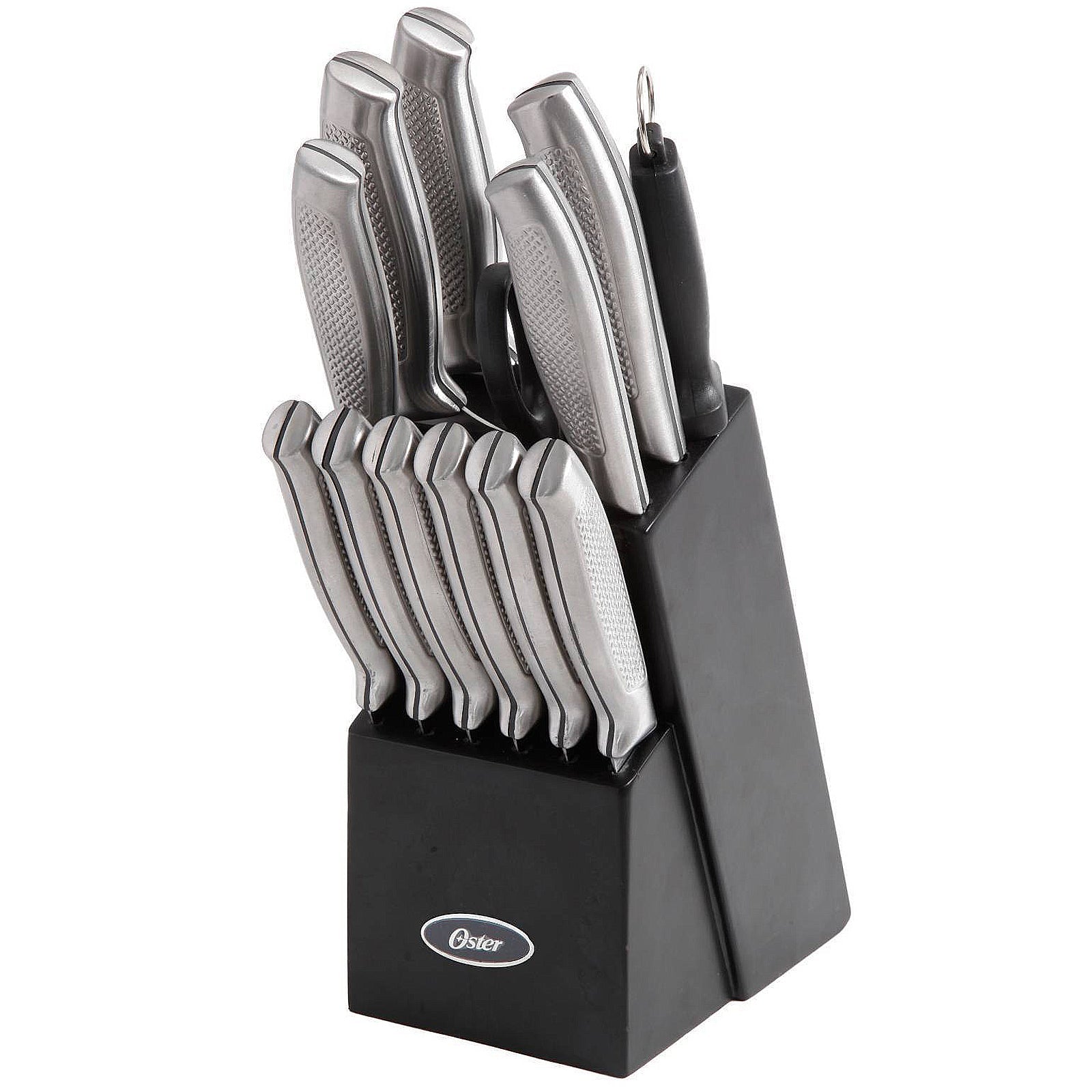 Oster Edgefield 14 Piece Stainless Steel Cutlery Knife Set with Black Knife Block W2B