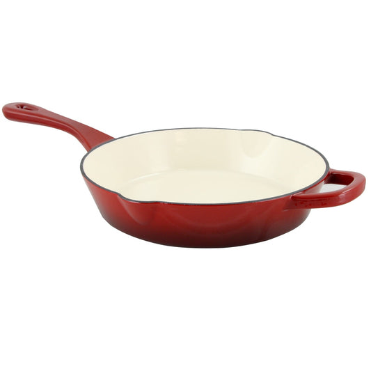 Crock Pot Artisan 10 in. Round Enameled Cast Iron Skillet in Scarlet Red W2B