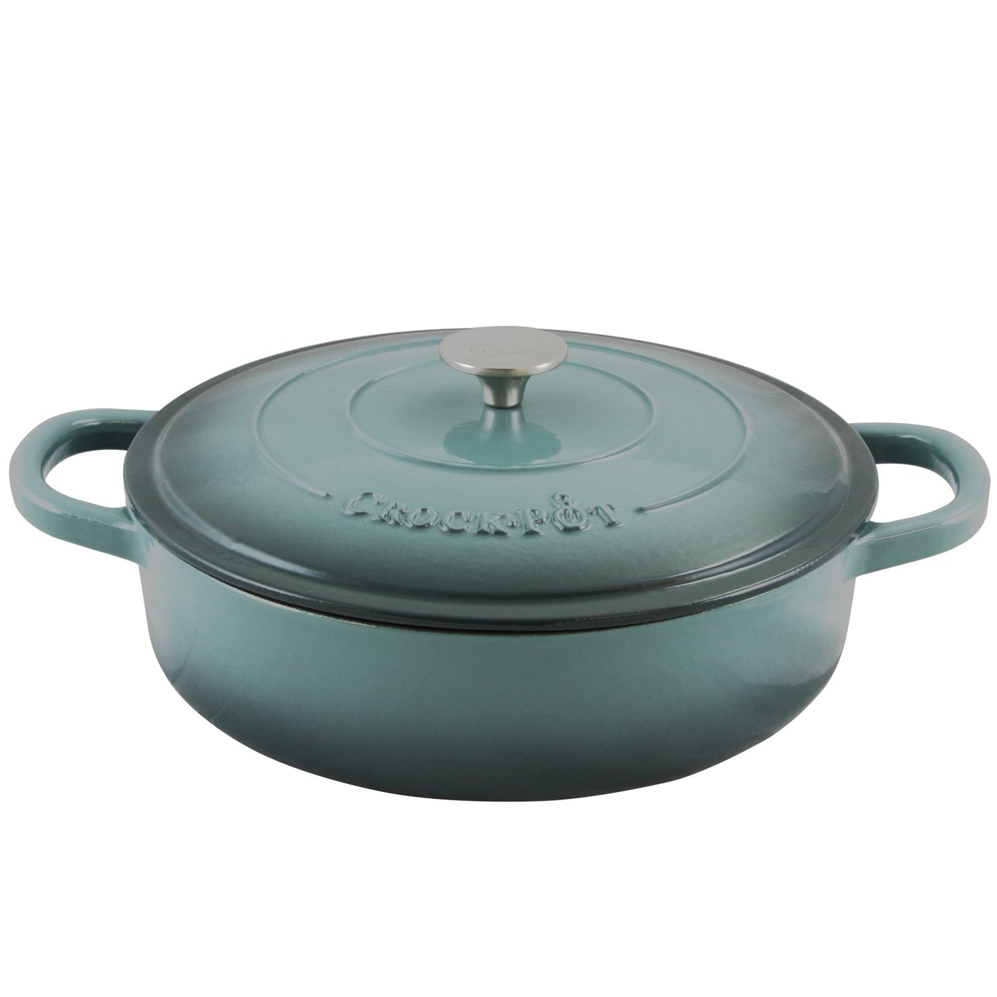 Crock-Pot Artisan Enameled 5 Quart Cast Iron Round Braiser Pan with Self Basting Lid in Slate Grey W2B