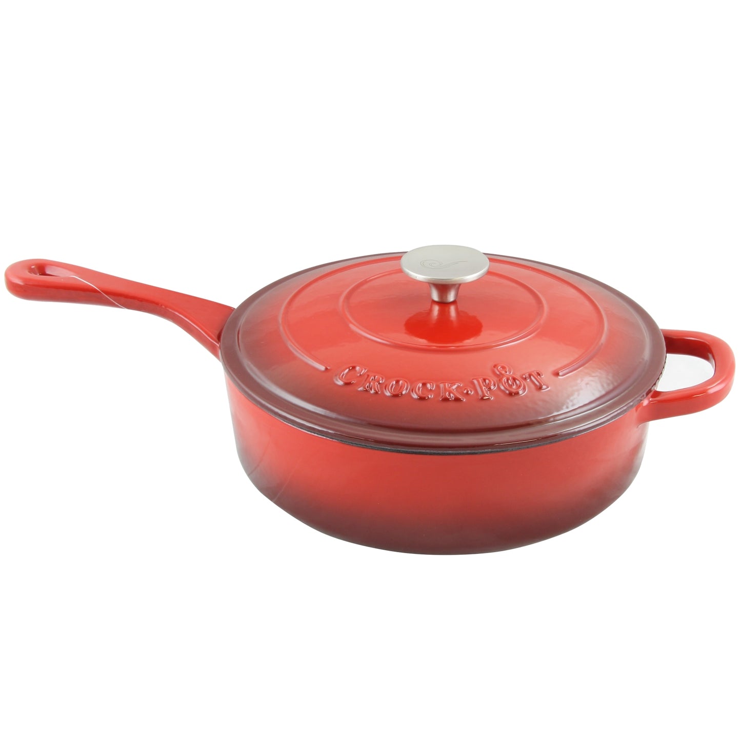 Crock Pot Artisan 3.5 Quart Enameled Cast Iron Deep Saut Pan With Self Basting Lid in Scarlet Red