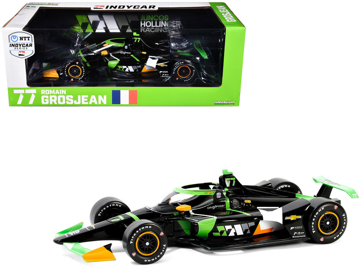 Dallara IndyCar #77 Romain Grosjean "DNS Filter" Juncos Hollinger Racing "NTT IndyCar Series" (2024) 1/18 Diecast Model Car by Greenlight Greenlight