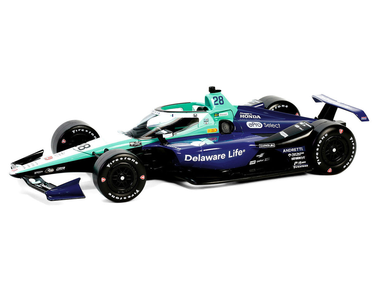 Dallara IndyCar #28 Marcus Ericsson "Delaware Life" Andretti Autosport "NTT IndyCar Series" (2024) 1/18 Diecast Model Car by Greenlight Greenlight