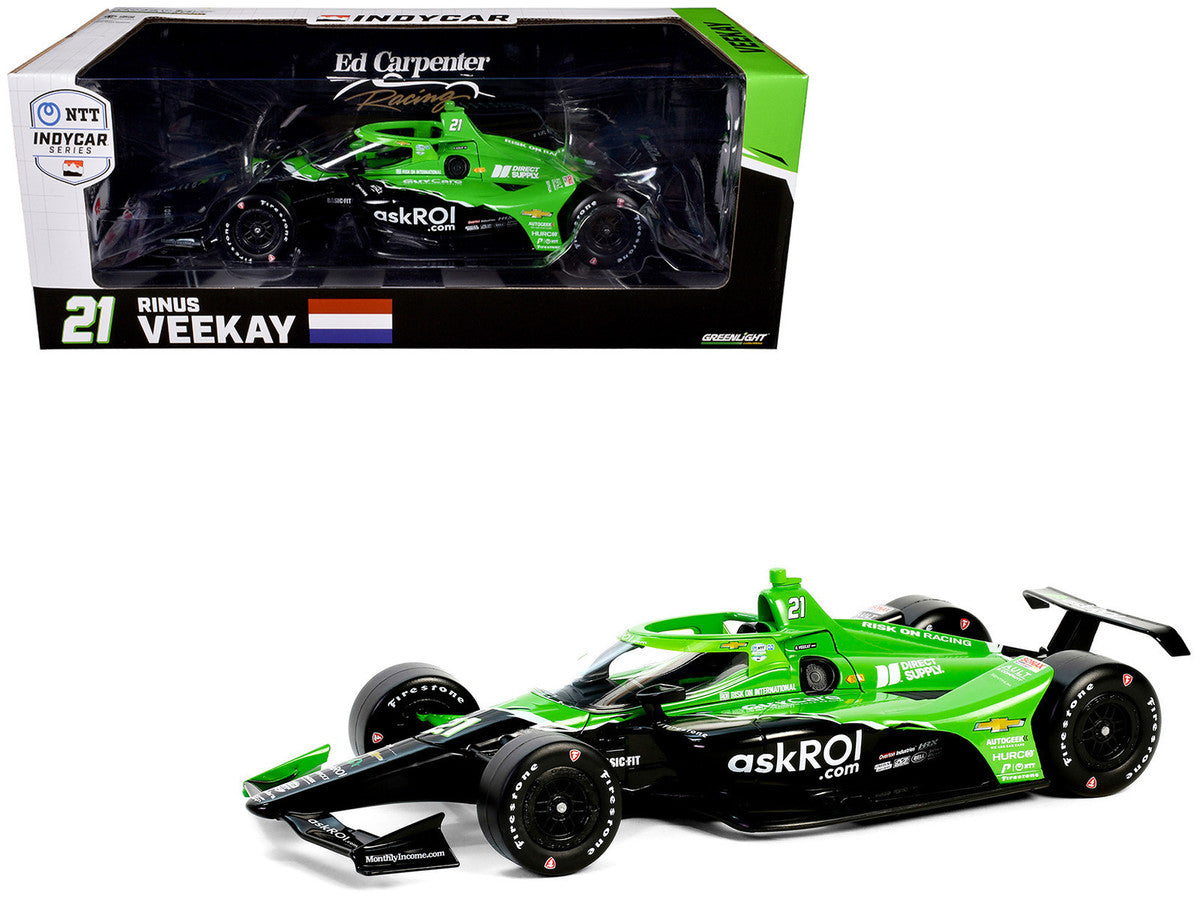 Dallara IndyCar #21 Rinus VeeKay "Risk On International" Ed Carpenter Racing "NTT IndyCar Series" (2024) 1/18 Diecast Model Car by Greenlight Greenlight