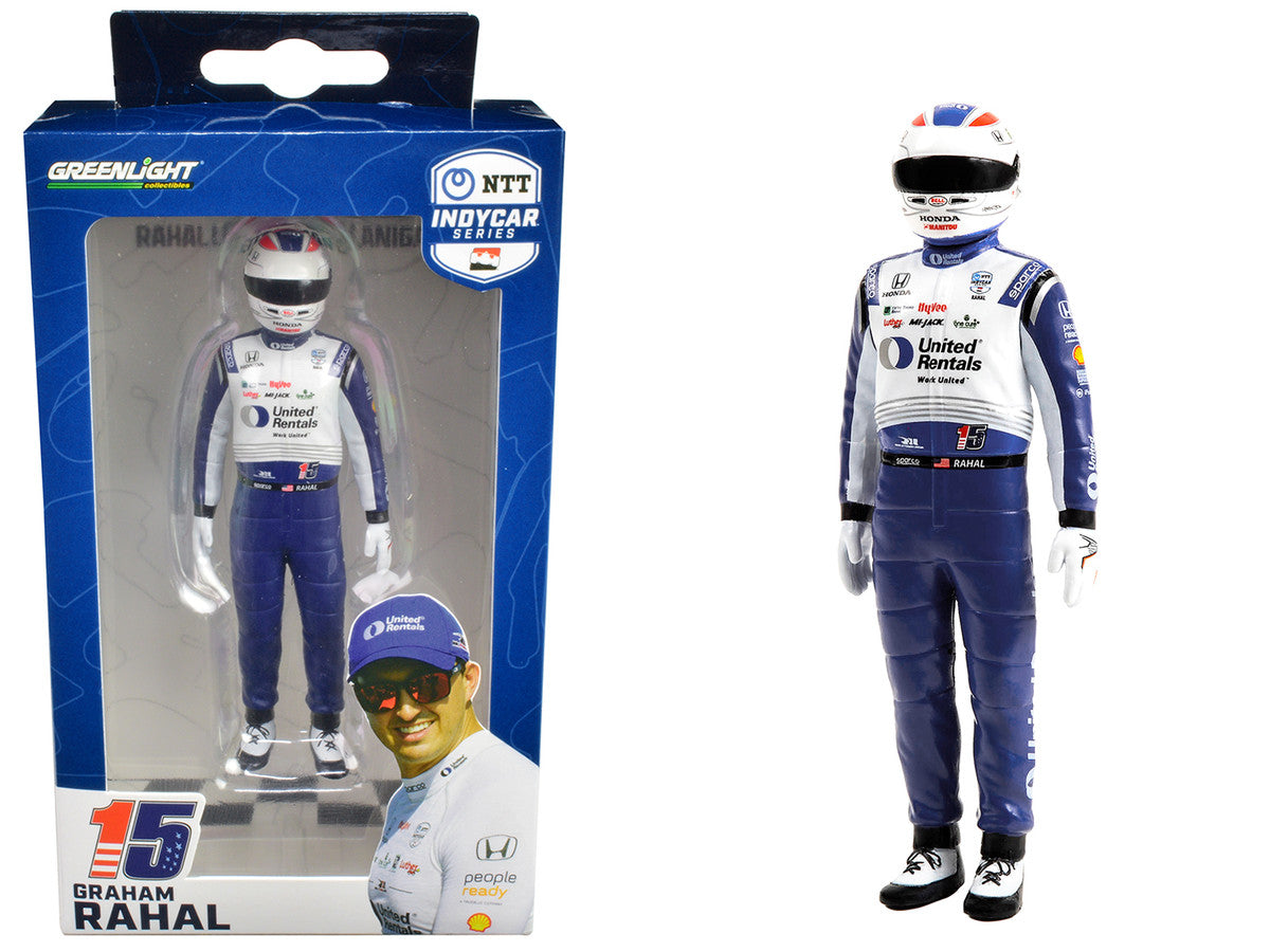 "NTT IndyCar Series" #15 Graham Rahal Driver Figure "United Rentals - Rahal Letterman Lanigan Racing" for 1/18 Scale Models by Greenlight-0