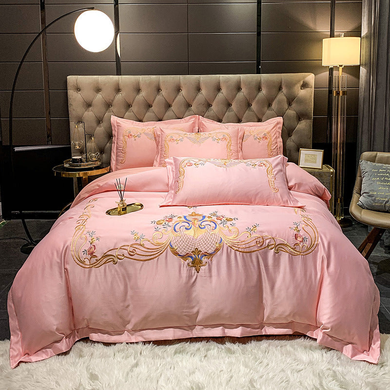 Four-Piece Embroidered Cotton Long-Staple Cotton Bedding