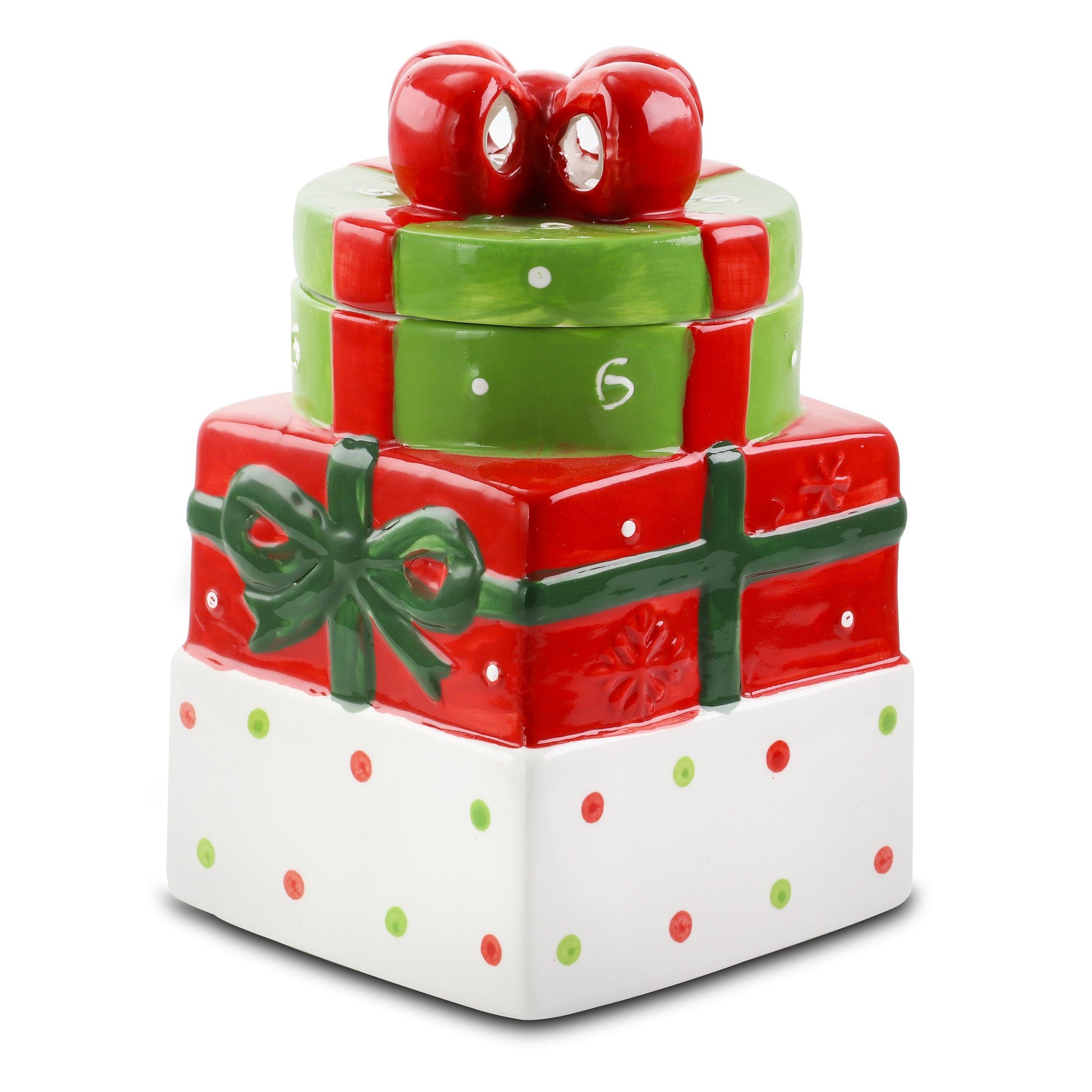 Gibson Home Christmas Estate 7.5 Inch Gift Box Holiday Cookie Jar W2B