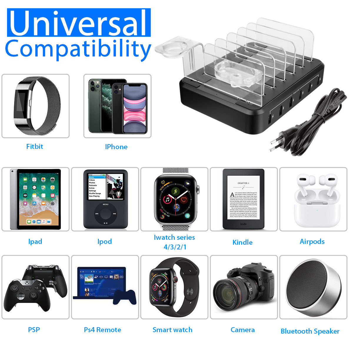 6-port 60W Charger USB Multi-port Charging Station Best YouTube Store