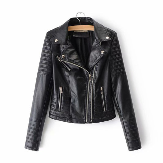 Slim European and American motorcycle leather jacket LadyShow.Store
