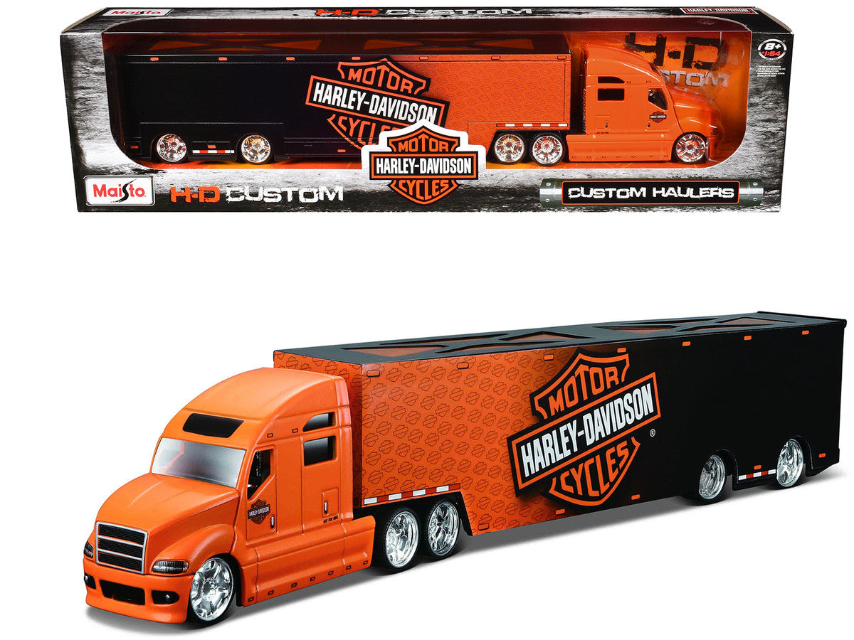 Harley Davidson Custom Hauler Trailer Orange "Custom Haulers" Series 1/64 Diecast Model by Maisto Maisto