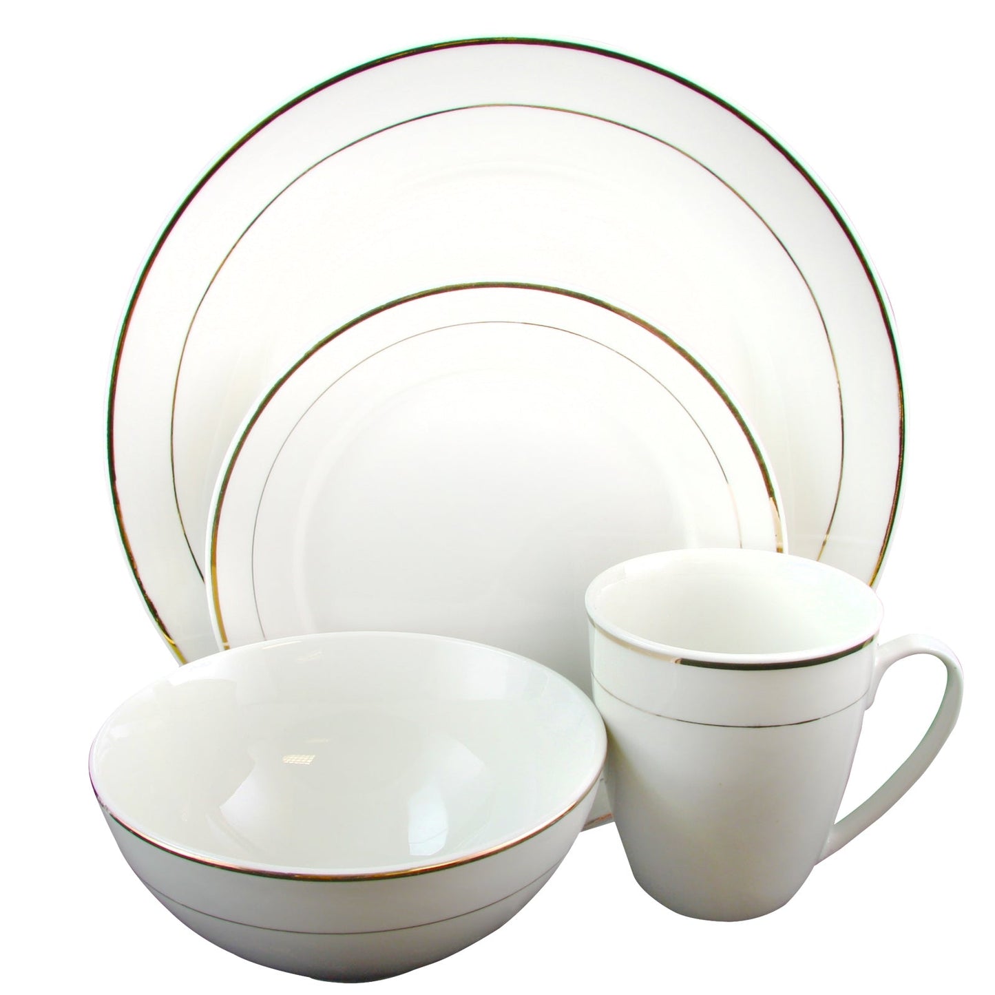 Gibson Home Palladine 16 Piece Dinnerware Double Gold Banded Set W2B