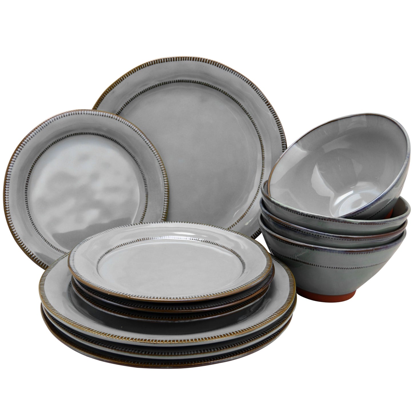 Gibson Elite Terranea 12 Piece Dinnerware Set in Grey W2B