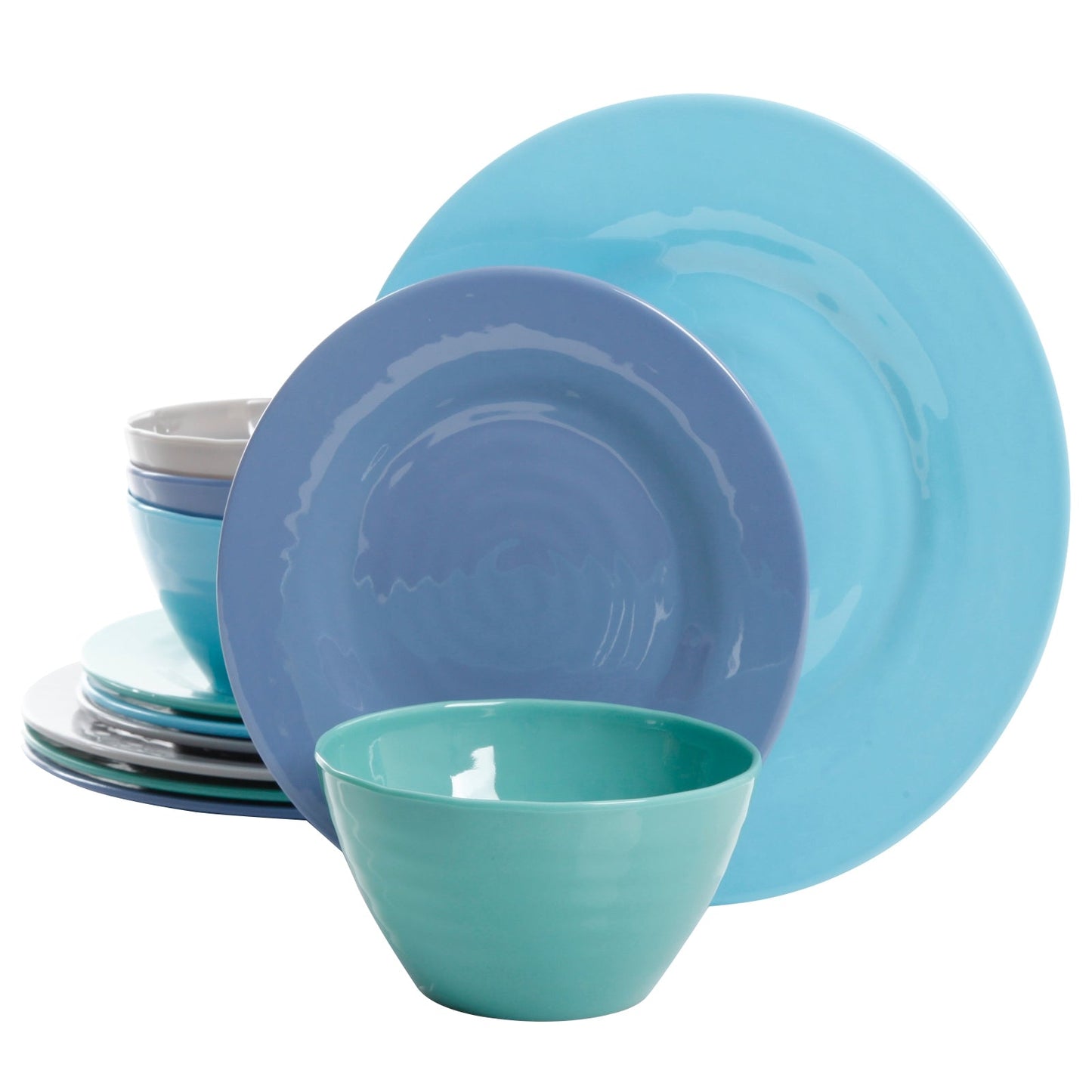 Gibson Home Brist 12 Piece Dinnerware Set in 4 Assorted Colors W2B