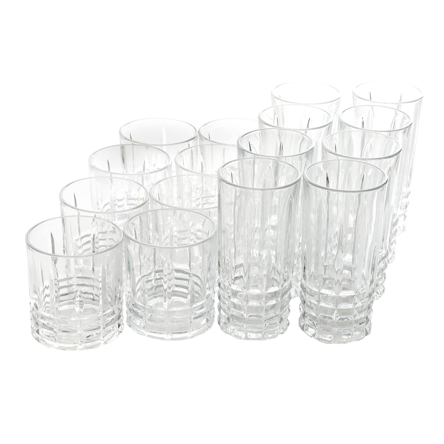 Gibson Home Jewelite 16 Piece Tumbler and Double Old Fashioned Glass Set W2B