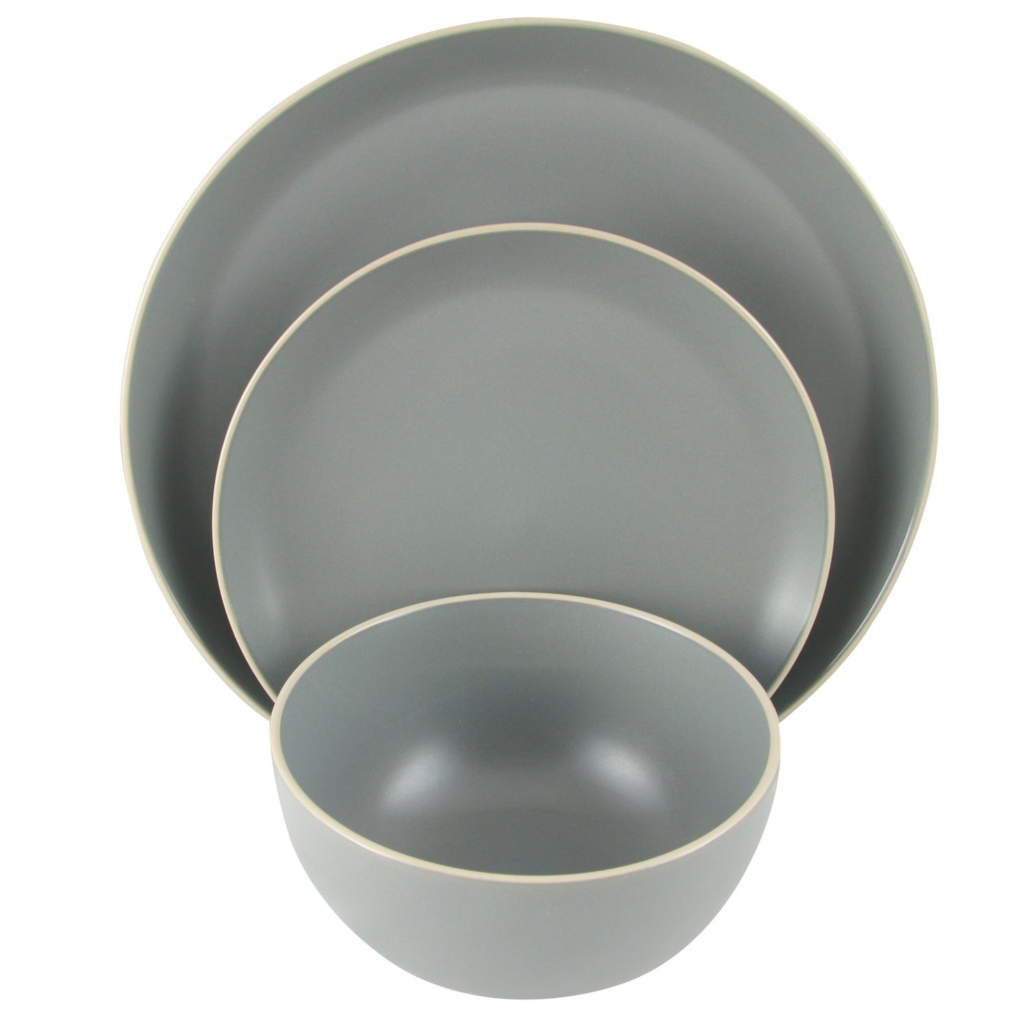 Gibson Home Rockaway 12 Piece Stoneware Dinnerware Set in Matt Grey W2B