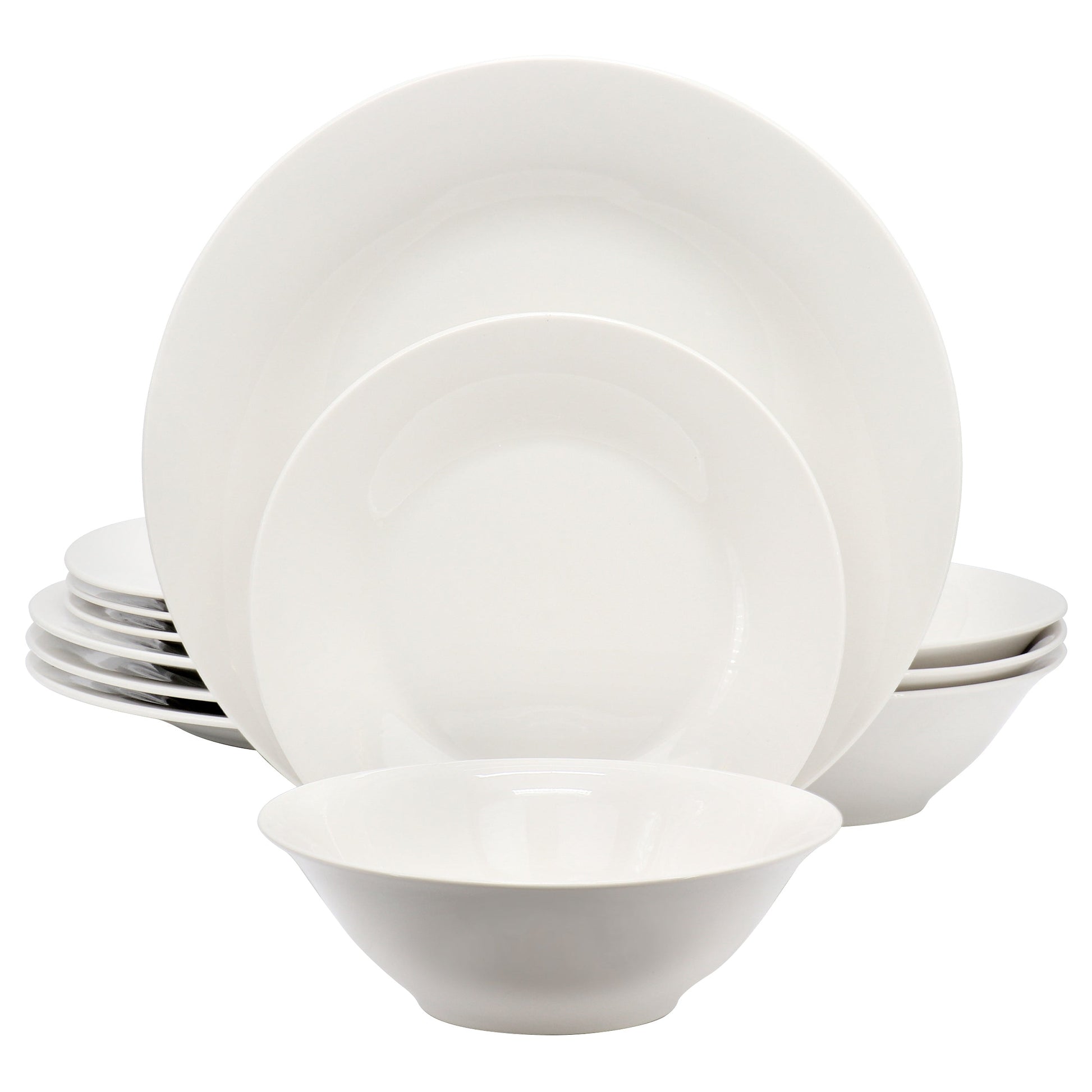 Gibson Home Everyday 12 Piece Round Fine Ceramic Dinnerware Set in White W2B