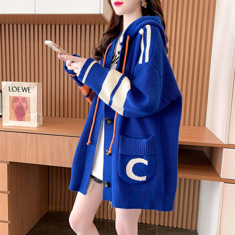 Idle Style Hooded Sweater Cardigan For Women Accent Plus