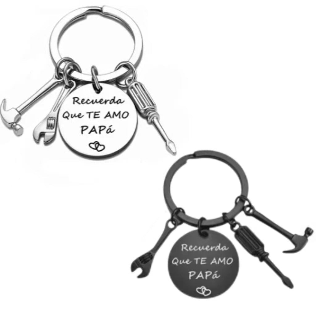 PaPa Stainless Steel Round Board Keychain Father's Day Gift CJD