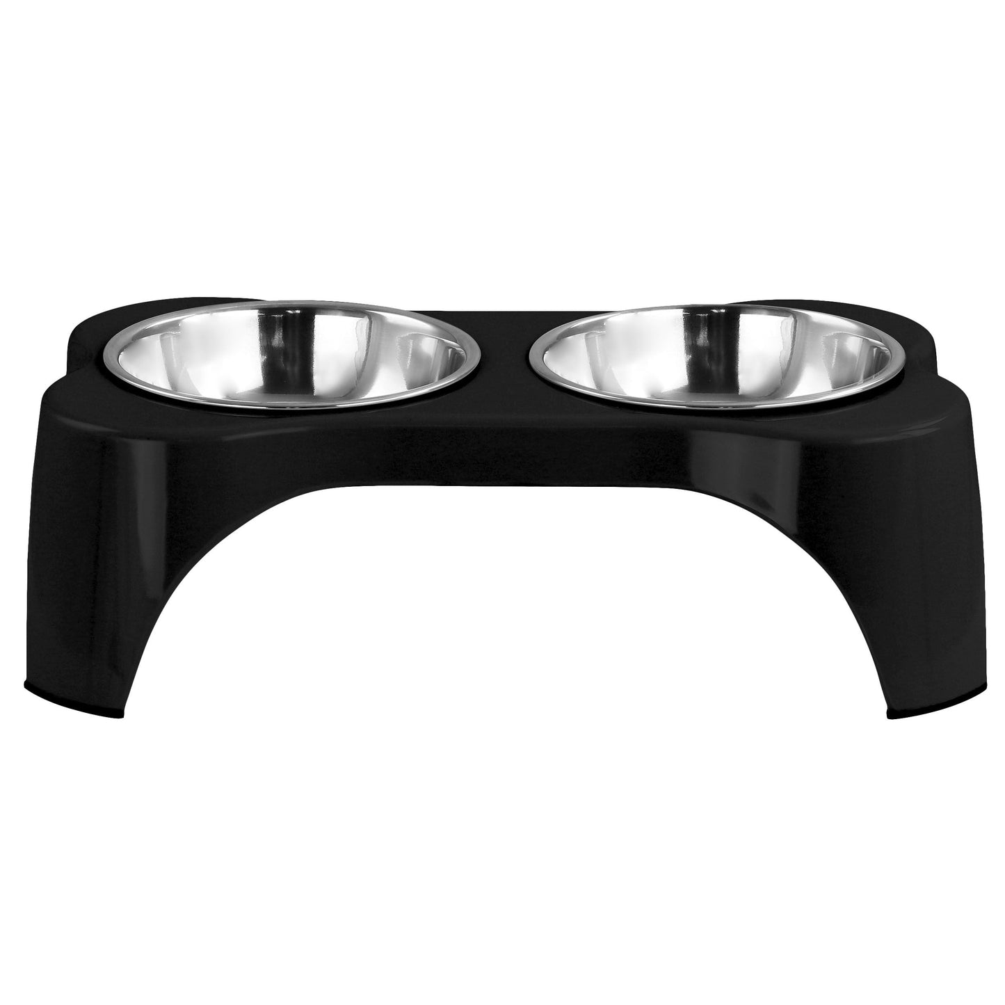 Gibson Home Bow Wow Meow 3 Piece Elevated Pet Bowl Dinner Set in Black W2B