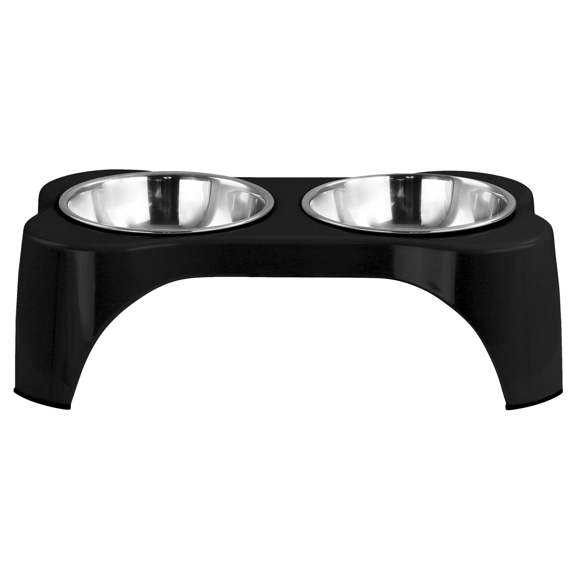 Gibson Home Bow Wow Meow 3 Piece Elevated Pet Bowl Dinner Set in Black W2B