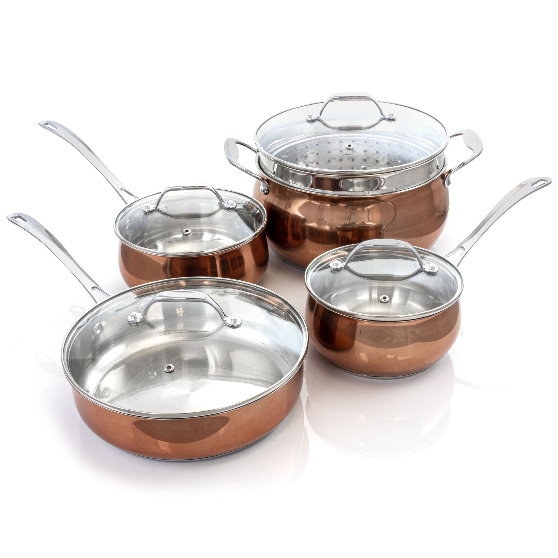 Oster Carabello 9 Piece Stainless Steel Cookware Combo Set in Copper W2B