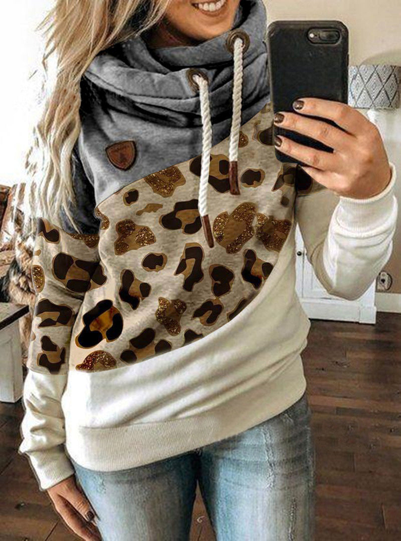 Printed stitching hooded fleece loose sweatshirt Best YouTube Store