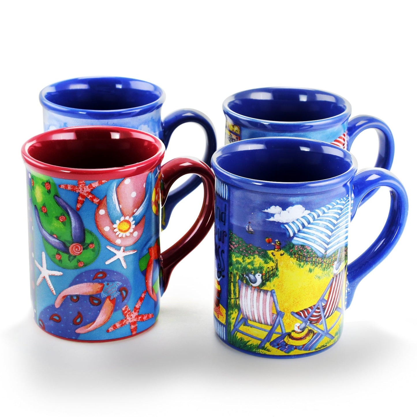 Gibson Home Beachcomber 4 Piece 16 Ounce Stoneware Mug Set in Assorted Designs W2B