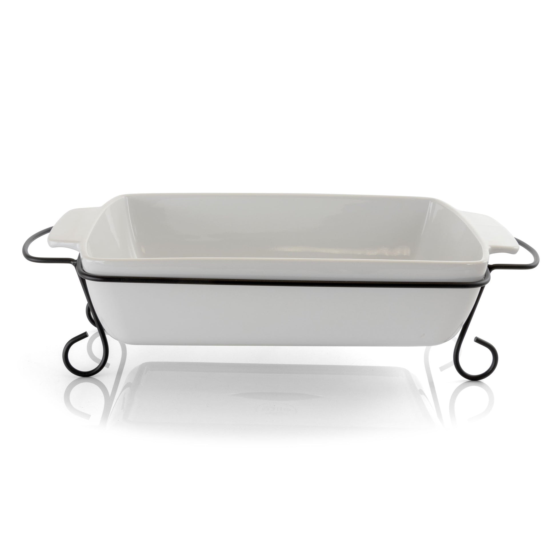 Gibson Elite 2 Piece Rectangle 15.5 Inch Stoneware Bakeware with Metal Rack W2B