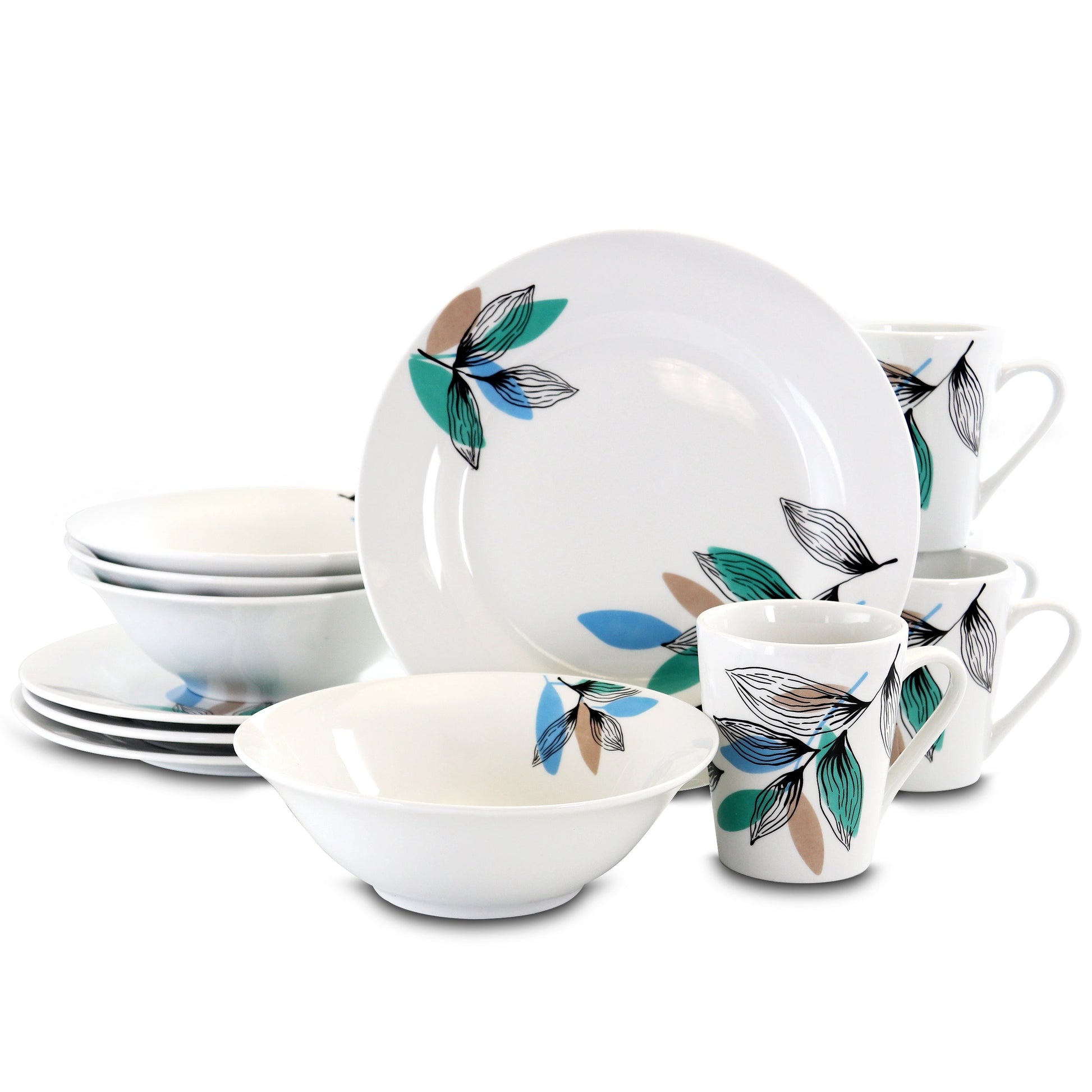 Gibson Home Vineyard Blue 12 Piece Round Fine Ceramic Dinnerware Set W2B