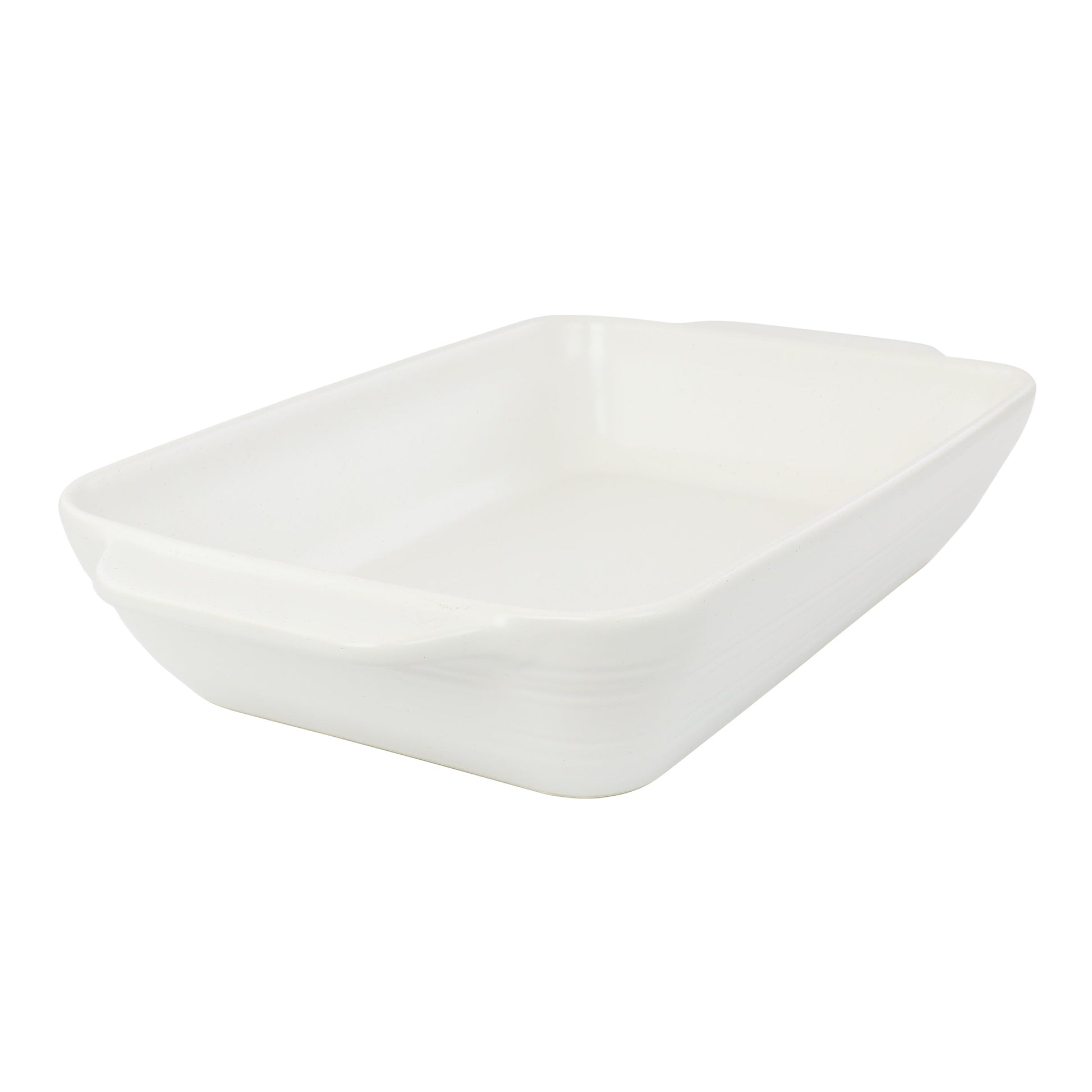 Gibson 4 Quart Rectangular Stoneware Baker in White Speckle W2B