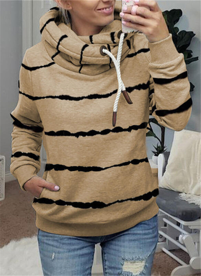 Printed Hooded Fleece Striped Sweatshirt Best YouTube Store