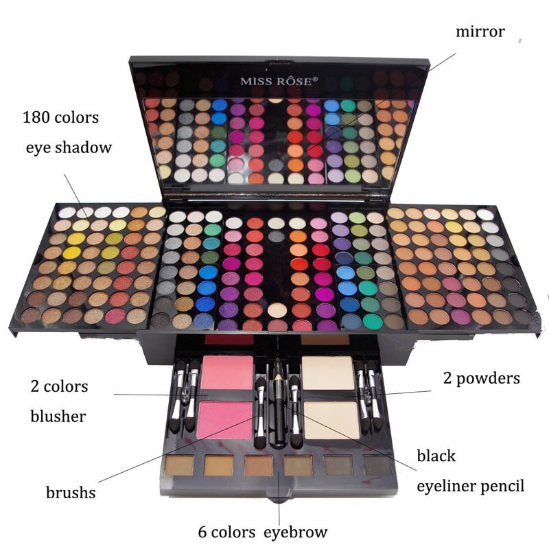 180 Colors Eyes Shadow Blush Set Personalized Piano-shaped Makeup Palette Box LadyShow.Store