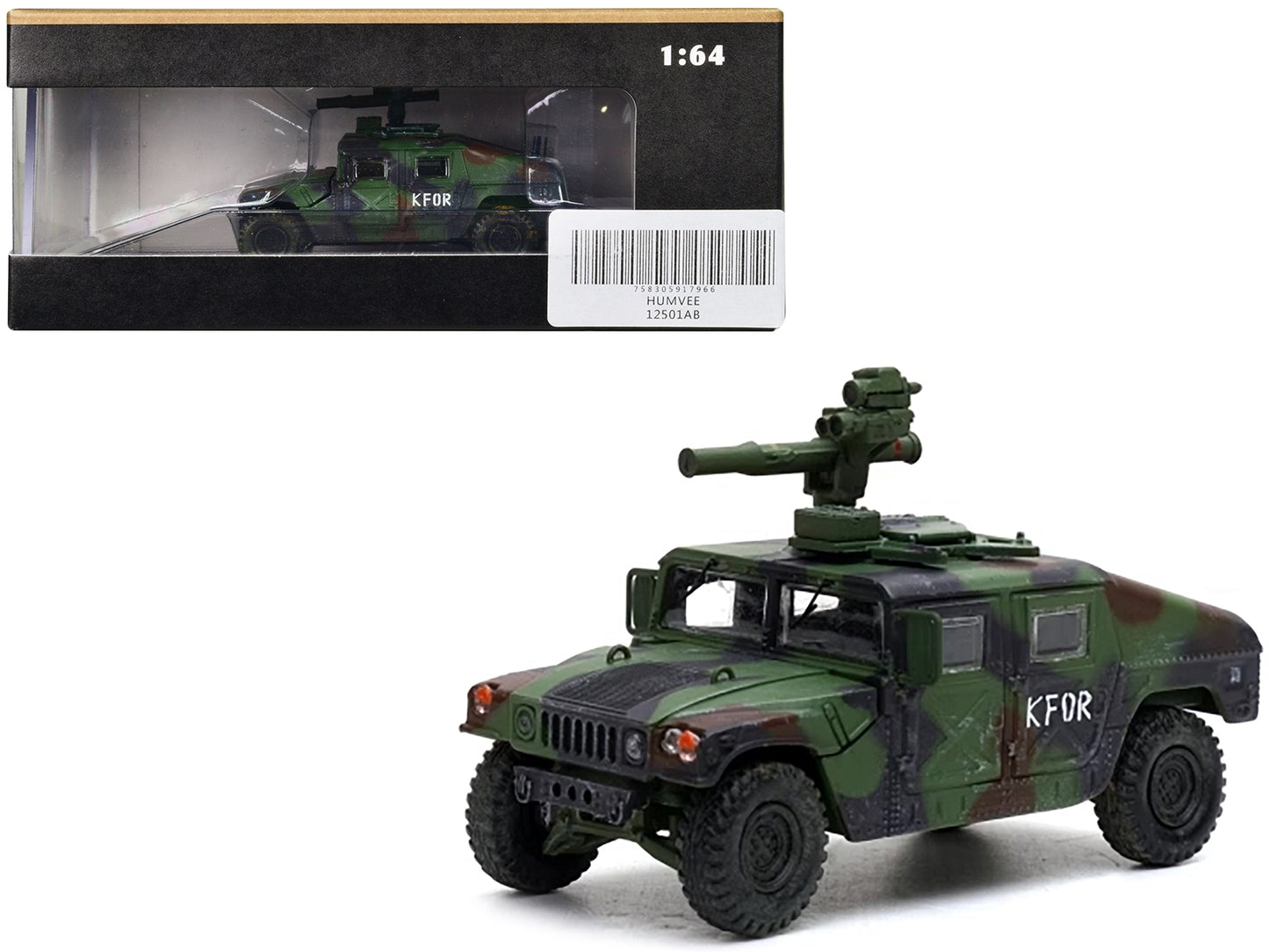 M1046 HUMVEE Tow Missile Carrier Green Camouflage "3rd Battalion 8th Marine Regiment Kosovo Force (KFOR)" (1999) "Military Miniature" Series 1/64 Diecast Model by Panzerkampf