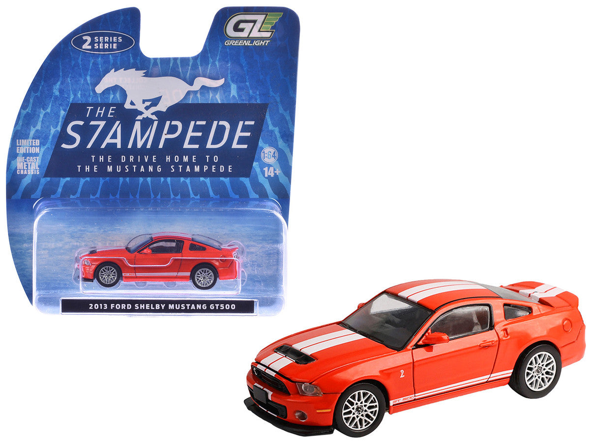 2013 Ford Shelby Mustang GT500 Race Red with White Stripes "Stampede" Series 2 1/64 Diecast Model Car by Greenlight Greenlight